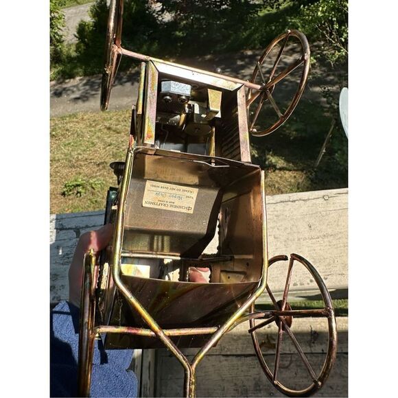 VTG Model T Ford Copper Metal Car Music Box Happy Days Are Here Again Wind-Up - Picture 8 of 12